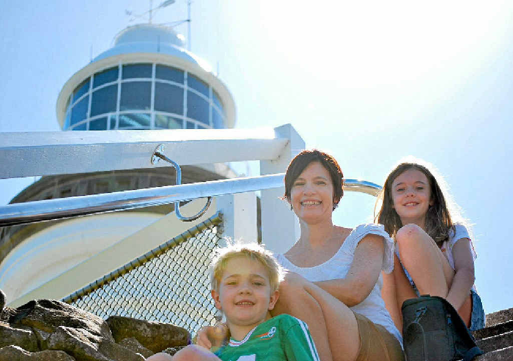 LONG WAY TO THE TOP: At Cape Byron Lighthouse on the first day of the holidays was the Donovan family from Brisbane, Parker, 6, mum Tricia and Amelia, 9. LONG WAY TO THE TOP: At Cape Byron Lighthouse on the first day of the holidays was the Donovan family from Brisbane, Parker, 6, mum Tricia and Amelia, 9.