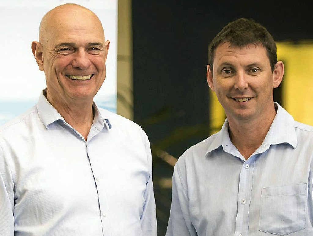 Former GPC chief Leo Zussino and CEO Craig Doyle offer a dredging update at a community barbecue on Wednesday. Former GPC chief Leo Zussino and CEO Craig Doyle offer a dredging update at a community barbecue on Wednesday.