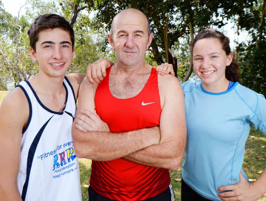 Rohan Smith (centre) and his twins Liam and Jacqueline are looking forward to the CQPhysio Group Spring Classic at Yeppoon next weekend.
