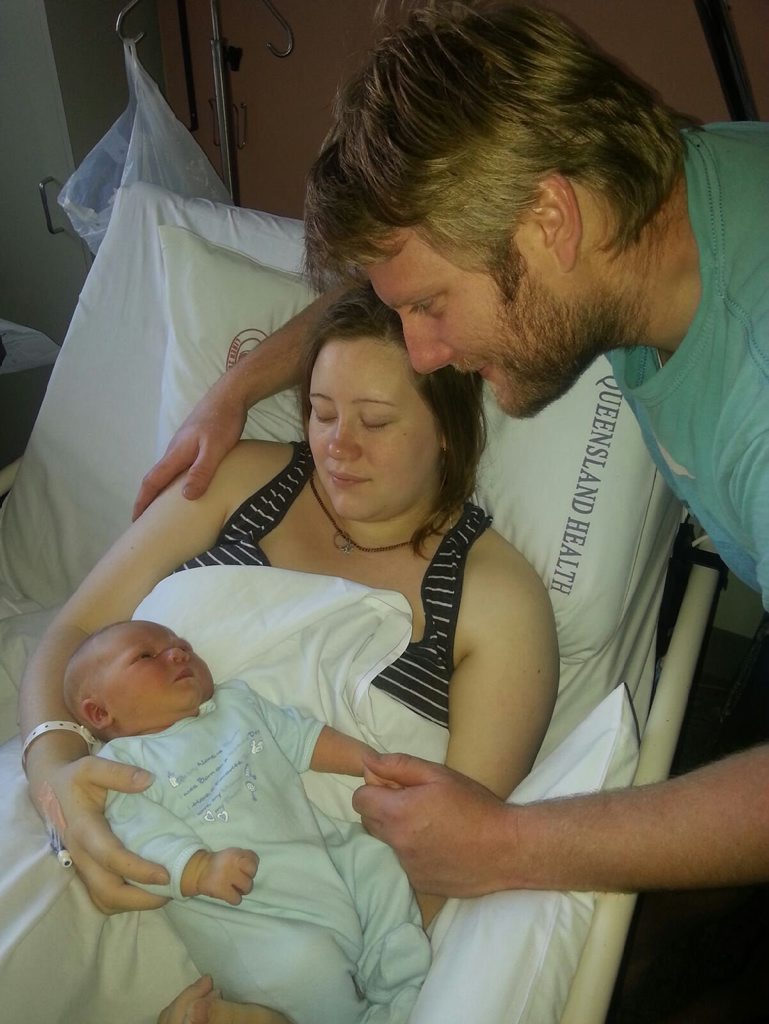 Olivia and Paul Atkinson get to know their newborn son Isaac. Olivia and Paul Atkinson get to know their newborn son Isaac.