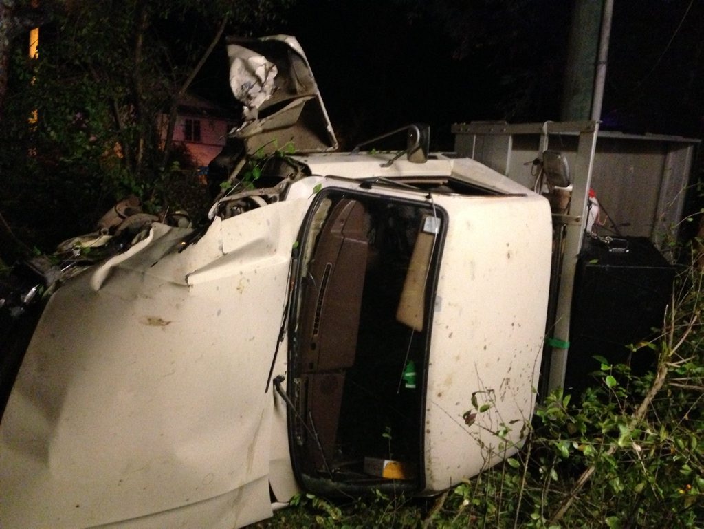 Emergency services were called to this crash on Saturday night. Emergency services were called to this crash on Saturday night.