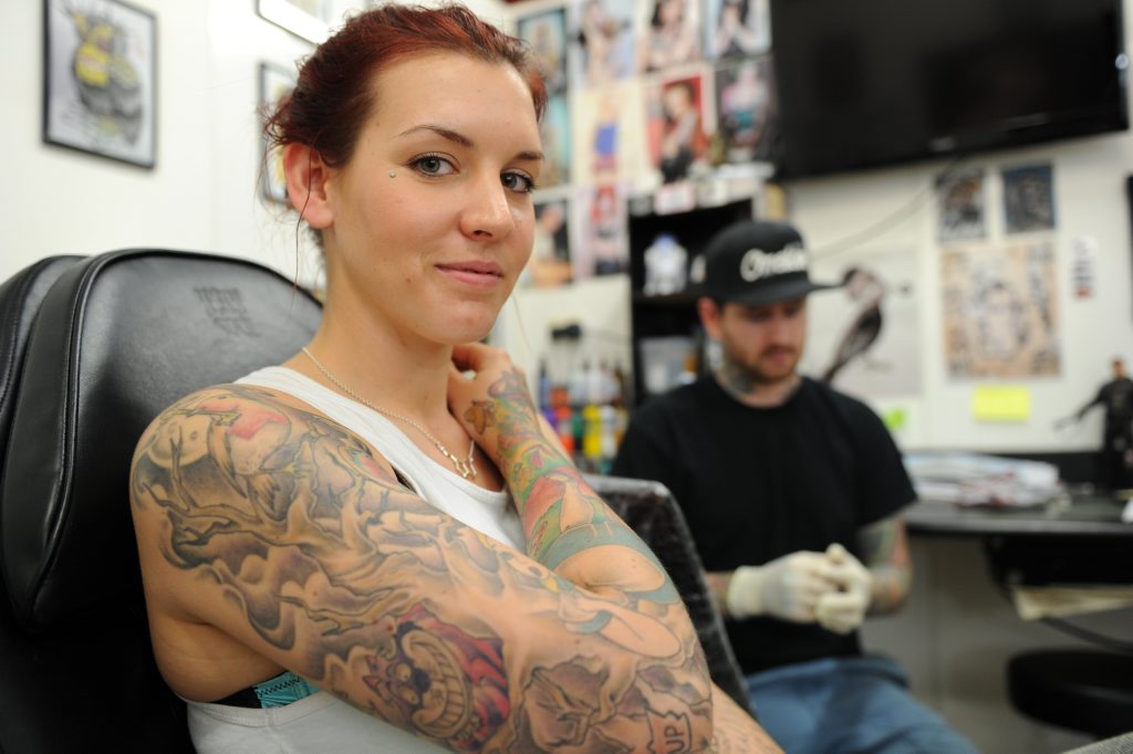 True Colours tattoo studio's Chris Bartlett isn't concerned about new research that suggests tattoo ink can cause cancer. Robyn Hoole, 24, has four tattoos and two sleeves and isn't worried about research that suggests tattoo ink can cause cancer. True Colours tattoo studio's Chris Bartlett isn't concerned about new research that suggests tattoo ink can cause cancer. Robyn Hoole, 24, has four tattoos and two sleeves and isn't worried about research that suggests tattoo ink can cause cancer.