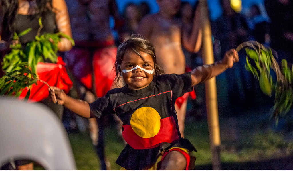 ARAKWAL dancer Shamiyah Kay, 3, performed at The Boomerang Music Festival at Tyagarah on Friday. ARAKWAL dancer Shamiyah Kay, 3, performed at The Boomerang Music Festival at Tyagarah on Friday.