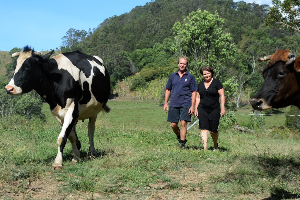 Robert and Sue Harnett on their farm in Burringbar 