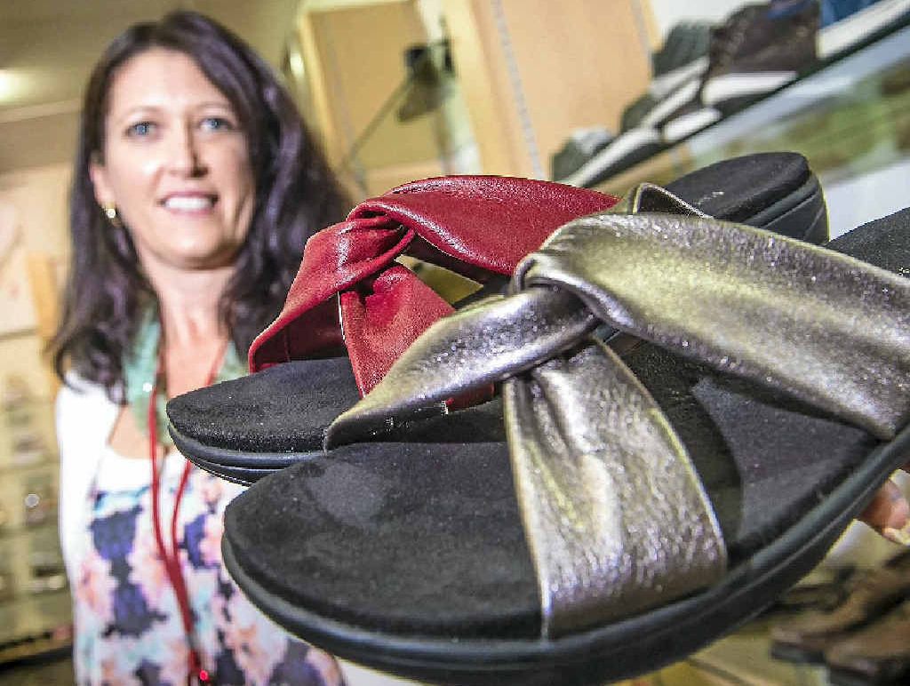 SIZING FEET UP: Lisa Wale of Williams The Shoemen at Stocklands says it’s vital to have correct footware from an early age. SIZING FEET UP: Lisa Wale of Williams The Shoemen at Stocklands says it’s vital to have correct footware from an early age.
