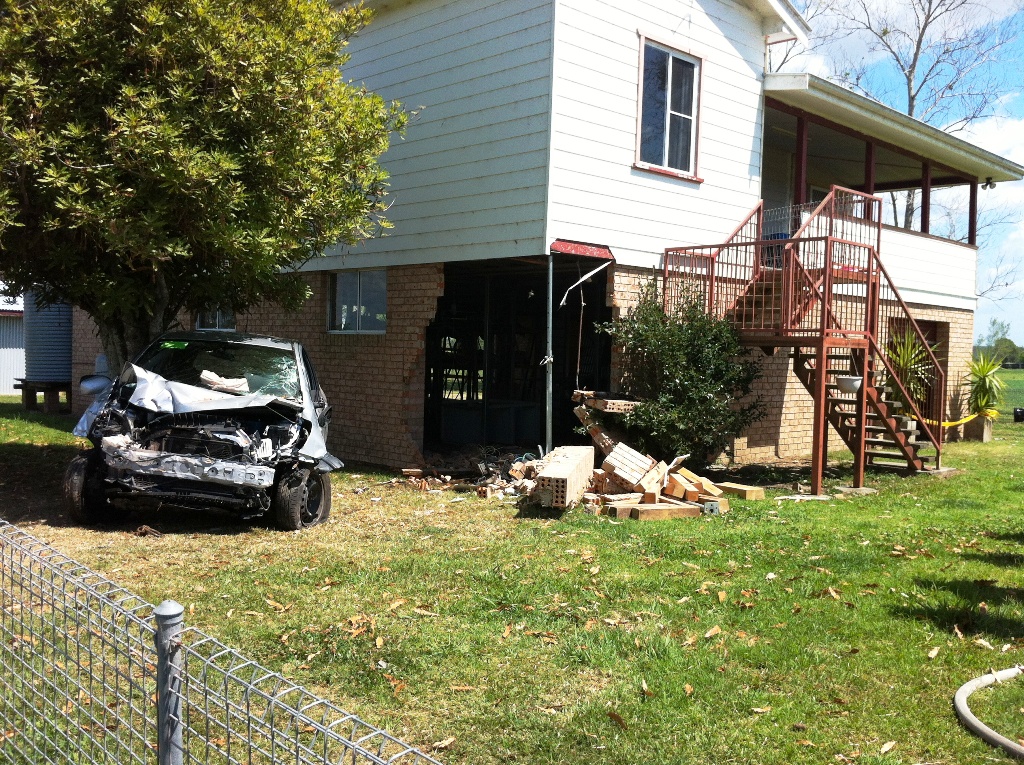 A Southgate home suffered extensive damage after a car smashed into it on Tuesday morning. A Southgate home suffered extensive damage after a car smashed into it on Tuesday morning.