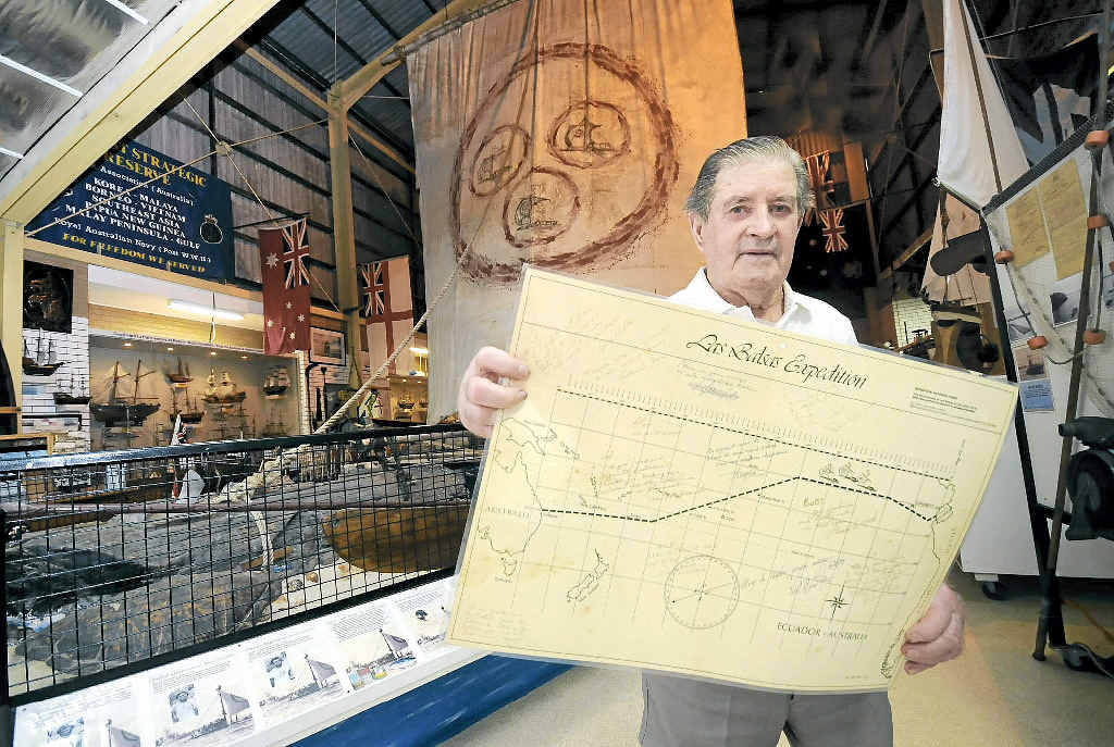 UNIQUE MEMENTO: Bob Hulbert of Ballina with the map of the Las Balsas raft expedition route signed by the 12 crewmen. UNIQUE MEMENTO: Bob Hulbert of Ballina with the map of the Las Balsas raft expedition route signed by the 12 crewmen.