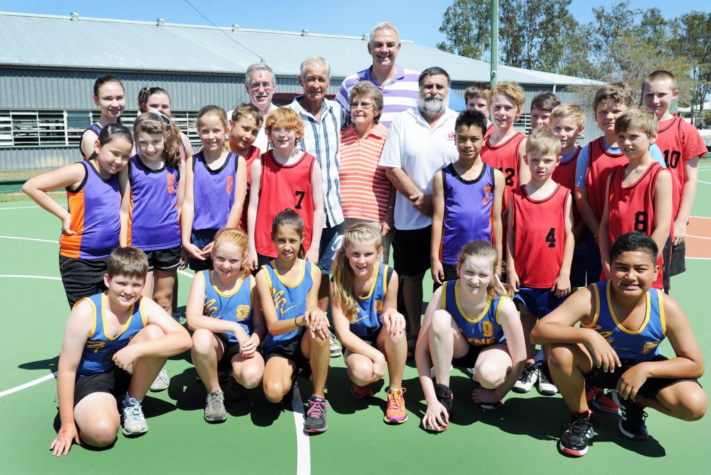 Celebrating fifty years - Maryborough Basketball. Standing with the rising talent, Mryborough stalwarts, Allan Vollmerhaus, Ray Alloway, Elva Alloway, Larry Sengstock and Rob Patterson. Celebrating fifty years - Maryborough Basketball. Standing with the rising talent, Mryborough stalwarts, Allan Vollmerhaus, Ray Alloway, Elva Alloway, Larry Sengstock and Rob Patterson.