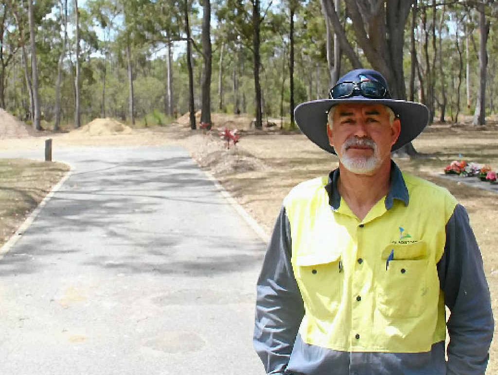 DEVELOPMENT: Gladstone Regional Council park services co-ordinator Robbie Webb manages the Port Curtis cemetery, which is being expanded. DEVELOPMENT: Gladstone Regional Council park services co-ordinator Robbie Webb manages the Port Curtis cemetery, which is being expanded.
