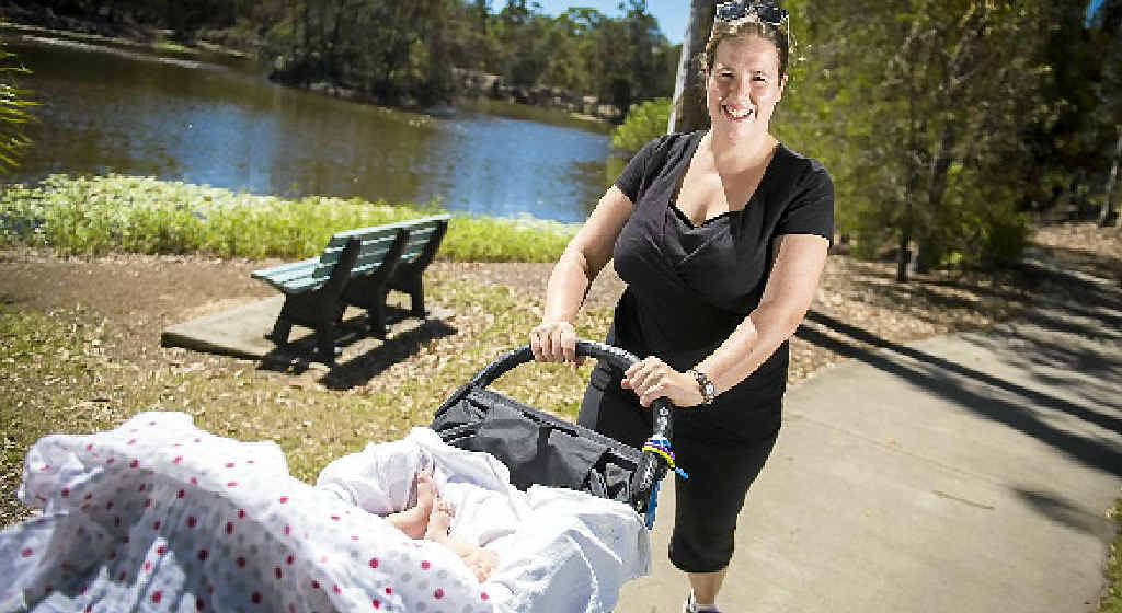 Pamela Syposez and two-month-old Annabelle Olarte out for a walk. Pamela Syposez and two-month-old Annabelle Olarte out for a walk.
