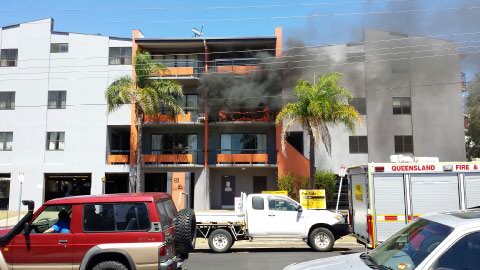 A fire has started in an apartment building in Auckland St, Gladstone. A fire has started in an apartment building in Auckland St, Gladstone.