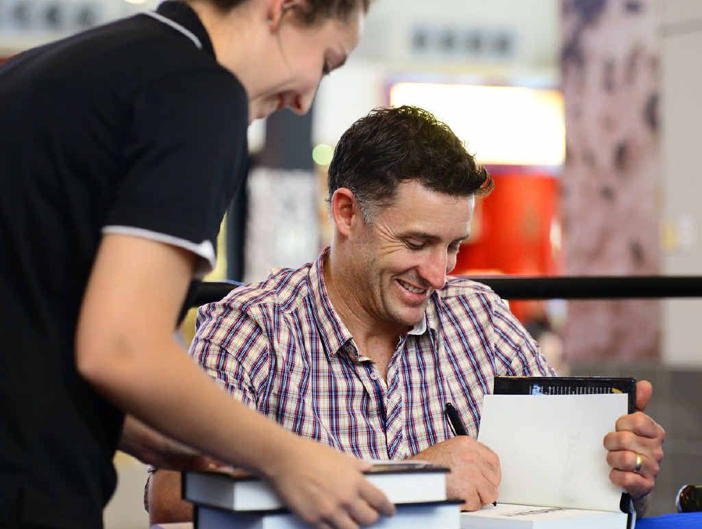 Michael Hussey signs copies of his autobiography for Ipswich fans. Michael Hussey signs copies of his autobiography for Ipswich fans.