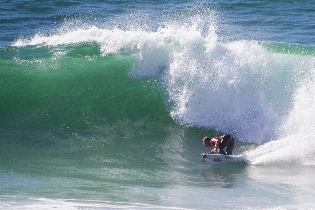 ASP World No. 1 Mick Fanning of Tweed Heads advanced into Round 4 of the Rip Curl Pro Portugal defeating wildcard surfer Jacob Wilcox at Supertubos on Wednesday October 16. Fanning remains in contention for this year's ASP World Title. ASP World No. 1 Mick Fanning of Tweed Heads advanced into Round 4 of the Rip Curl Pro Portugal defeating wildcard surfer Jacob Wilcox at Supertubos on Wednesday October 16. Fanning remains in contention for this year's ASP World Title.