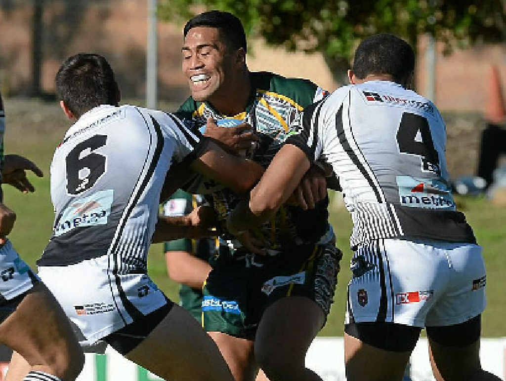POSITIVE MOVE: Ipswich Jets player Lama Tasi (with ball) sees heading overseas as his best option despite leaving his family. POSITIVE MOVE: Ipswich Jets player Lama Tasi (with ball) sees heading overseas as his best option despite leaving his family.