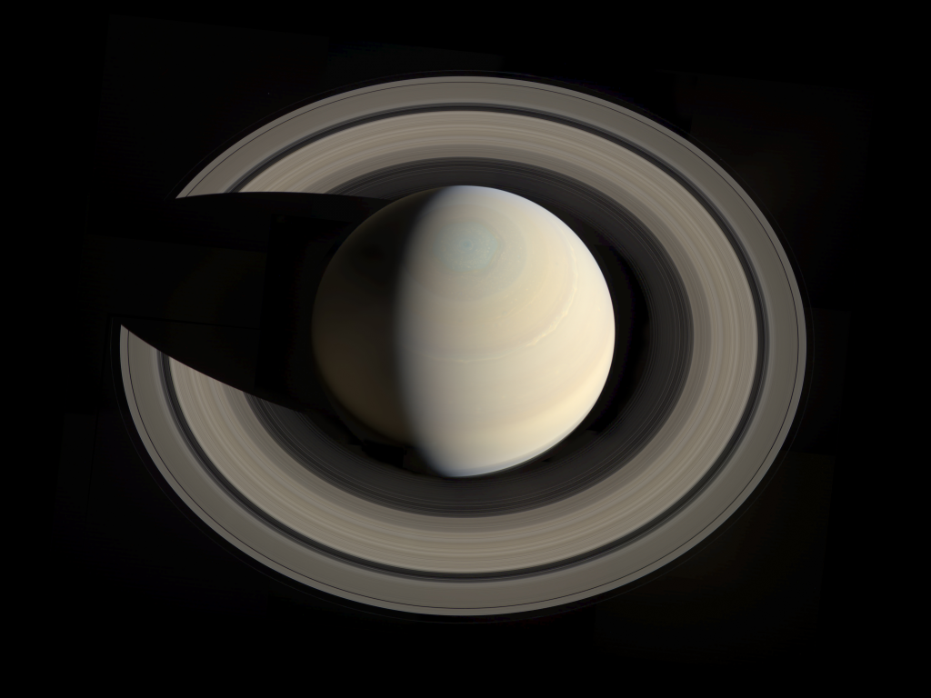 An image shows what Saturn looks like from the top. Photo: NASA/JPL-Caltech/Space Science Institute/G. Ugarkovic An image shows what Saturn looks like from the top. Photo: NASA/JPL-Caltech/Space Science Institute/G. Ugarkovic