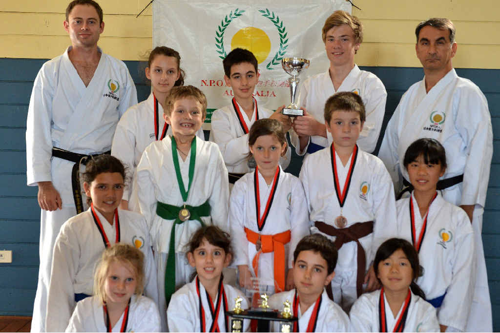 JKS KARATE: Back from left Andrew Quinn, Daria and David Mostofizadeh, James Robinson and Hamid Mostofizadeh. Middle Lakkari Mason, Clancy Harm, Chloe Smart, Jayden Raucci and Momoka Matsuzaki. Front Tessa Krogh, Delara and Dustin Mostofizadeh, and Sakura Matsuzaki. JKS KARATE: Back from left Andrew Quinn, Daria and David Mostofizadeh, James Robinson and Hamid Mostofizadeh. Middle Lakkari Mason, Clancy Harm, Chloe Smart, Jayden Raucci and Momoka Matsuzaki. Front Tessa Krogh, Delara and Dustin Mostofizadeh, and Sakura Matsuzaki.