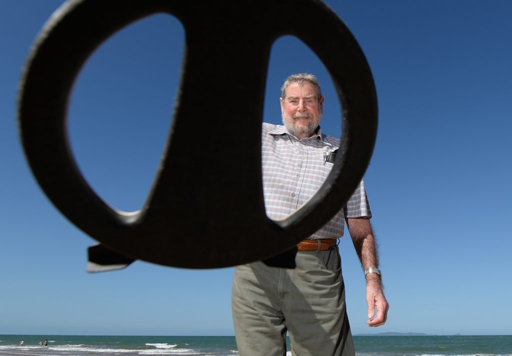 Brian Morris is trying to identify the owner of a ring found on Yeppoon Main Beach by a friend with a metal detector which dates back to World War II when US Servicemen were stationed in the area. Photo: Chris Ison / The Morning Bulletin Brian Morris is trying to identify the owner of a ring found on Yeppoon Main Beach by a friend with a metal detector which dates back to World War II when US Servicemen were stationed in the area. Photo: Chris Ison / The Morning Bulletin