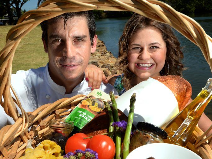 Jonathan Evans of Juju's cafe and Emma Cao of Destination Tweed have a picnic basket for Tweed Fusion festival. Jonathan Evans of Juju's cafe and Emma Cao of Destination Tweed have a picnic basket for Tweed Fusion festival.