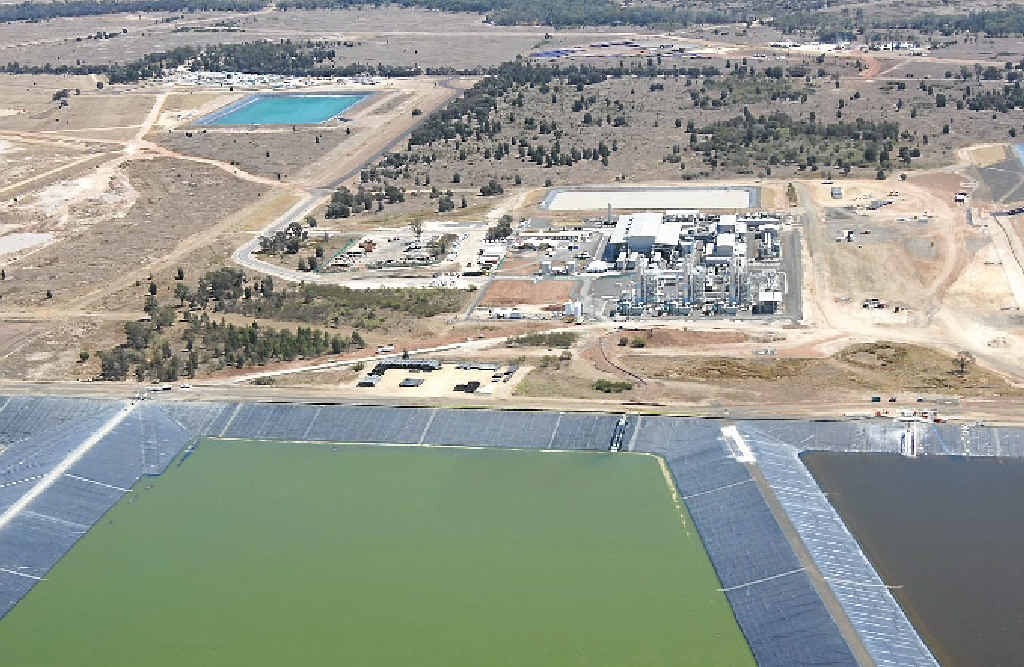 The different stages of processed water can be seen from the sky at the Kenya Water Treatment Plant in south-west Queensland. The different stages of processed water can be seen from the sky at the Kenya Water Treatment Plant in south-west Queensland.