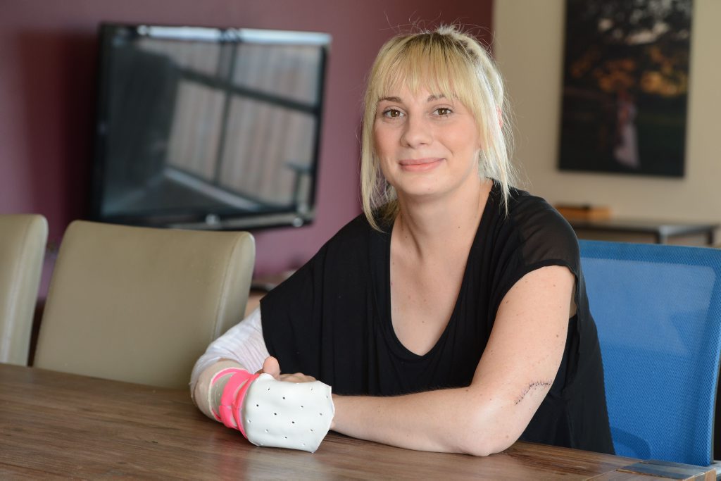 RECOVERING: Teacher Sophie Bachmann is back at home after she was badly injured in a car crash on her way to work. RECOVERING: Teacher Sophie Bachmann is back at home after she was badly injured in a car crash on her way to work.