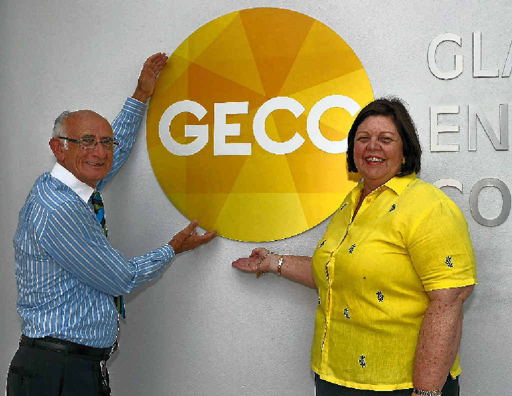 SETBACK: Councillor Ren Lanson and Mayor Gail Sellers launch the logo for the Gladstone Entertainment and Convention Centre. SETBACK: Councillor Ren Lanson and Mayor Gail Sellers launch the logo for the Gladstone Entertainment and Convention Centre.