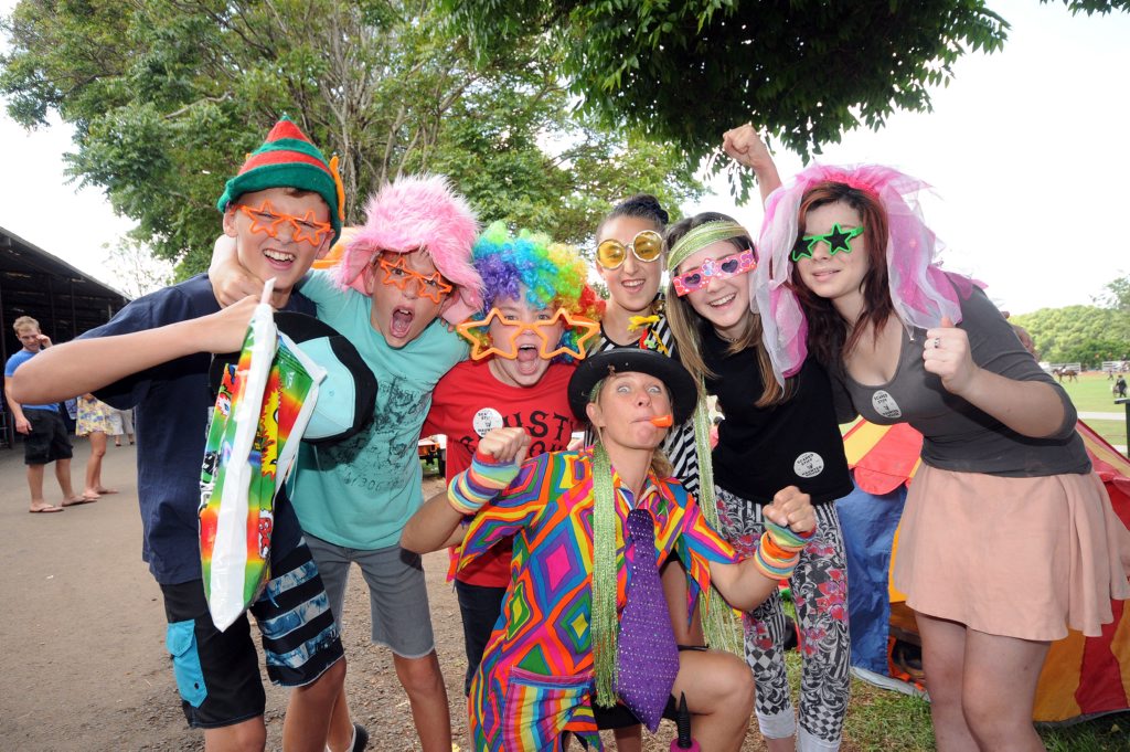 (From Left) Deklan Coleman 12, Ryan Milton 12, Byron Griggs 11, Natalia Molina 11, Kristal Griggs 13, Amber Lowe 14, (middle) Shorty Brown the clown, all having fun at a previous Alstonville Show. Photo: Archive (From Left) Deklan Coleman 12, Ryan Milton 12, Byron Griggs 11, Natalia Molina 11, Kristal Griggs 13, Amber Lowe 14, (middle) Shorty Brown the clown, all having fun at a previous Alstonville Show. Photo: Archive