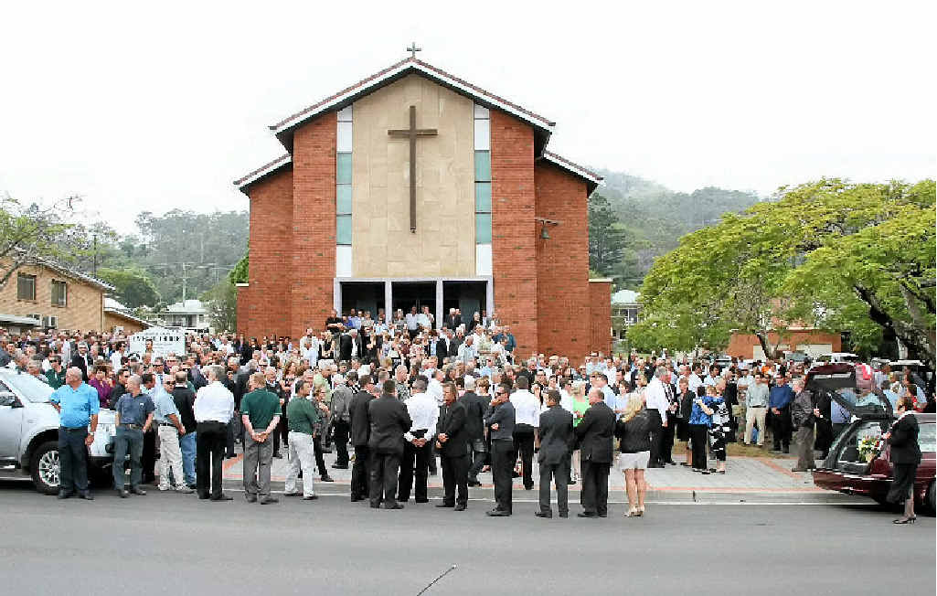 TRAGEDY: Mourners gather to celebrate the life of Forestry Corporation of NSW worker John Crighton. TRAGEDY: Mourners gather to celebrate the life of Forestry Corporation of NSW worker John Crighton.