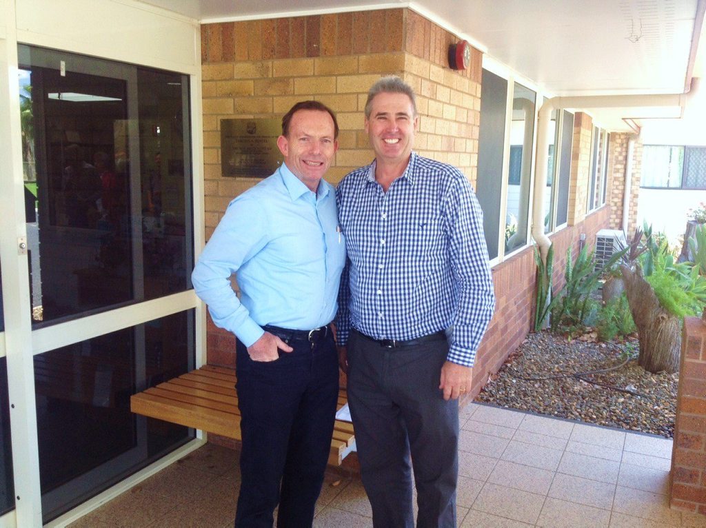 Prime Minister Tony Abbott and Western Downs Regional Council mayor Ray Brown discuss issues impacting the region, including aged care, at the Tarcoola Retirement Hostel in Tara on Saturday. Prime Minister Tony Abbott and Western Downs Regional Council mayor Ray Brown discuss issues impacting the region, including aged care, at the Tarcoola Retirement Hostel in Tara on Saturday.
