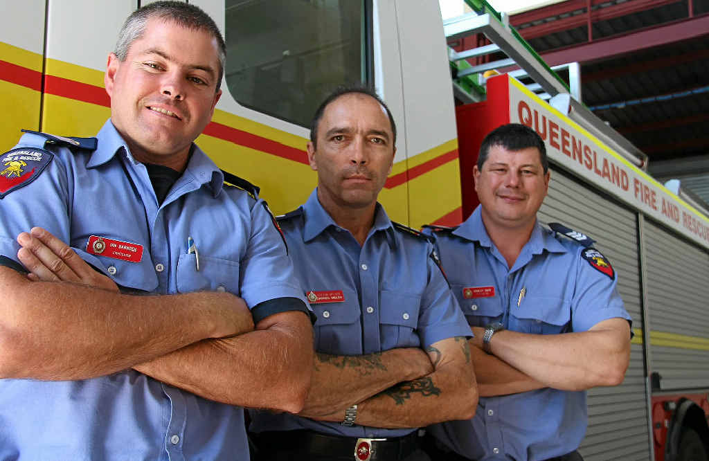 Warwick firefighters Ian Barnden, Darren Welsh and Brad Davie put away their razors to raise money and awareness of men’s health issues. Warwick firefighters Ian Barnden, Darren Welsh and Brad Davie put away their razors to raise money and awareness of men’s health issues.