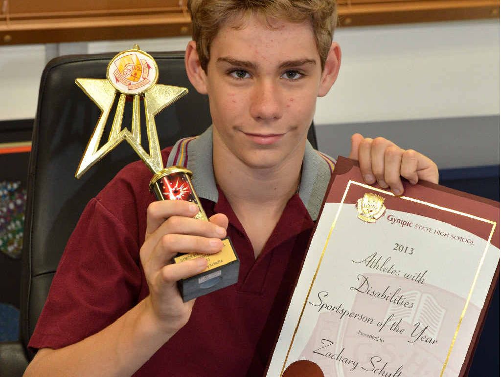 Gympie High AWD Sportsperson of the Year Zach Schultz. Gympie High AWD Sportsperson of the Year Zach Schultz.