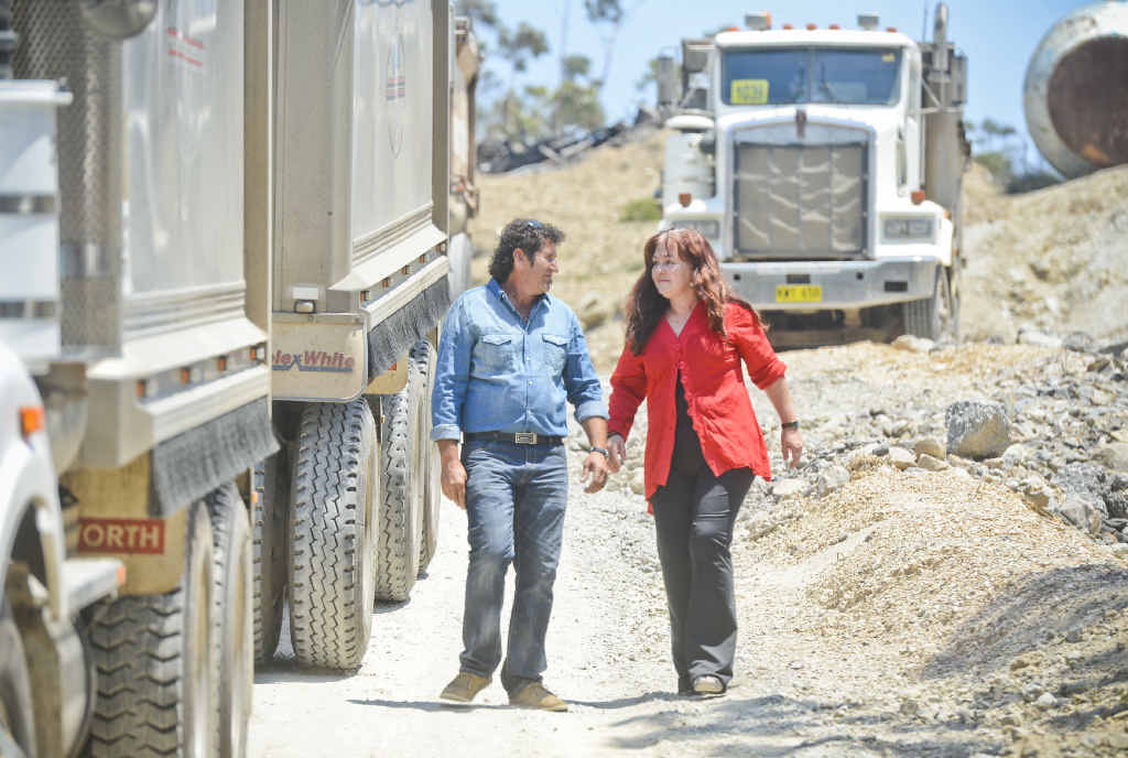 CRIPPLING BLOW: Joe and Louise Cauchi at their quarry in Corindi that has been shut down by the EPA. Photo: Adam Hourigan CRIPPLING BLOW: Joe and Louise Cauchi at their quarry in Corindi that has been shut down by the EPA. Photo: Adam Hourigan