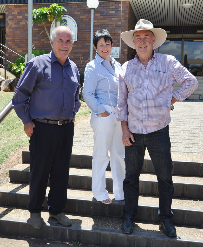 Cr Bill Ludwig, Kay Becker and Brian Fisher will campaign to be elected as Mayor for the new Livingstone Shire Council. Photo Trish Bowman / Capricorn Coast Mirror Cr Bill Ludwig, Kay Becker and Brian Fisher will campaign to be elected as Mayor for the new Livingstone Shire Council. Photo Trish Bowman / Capricorn Coast Mirror