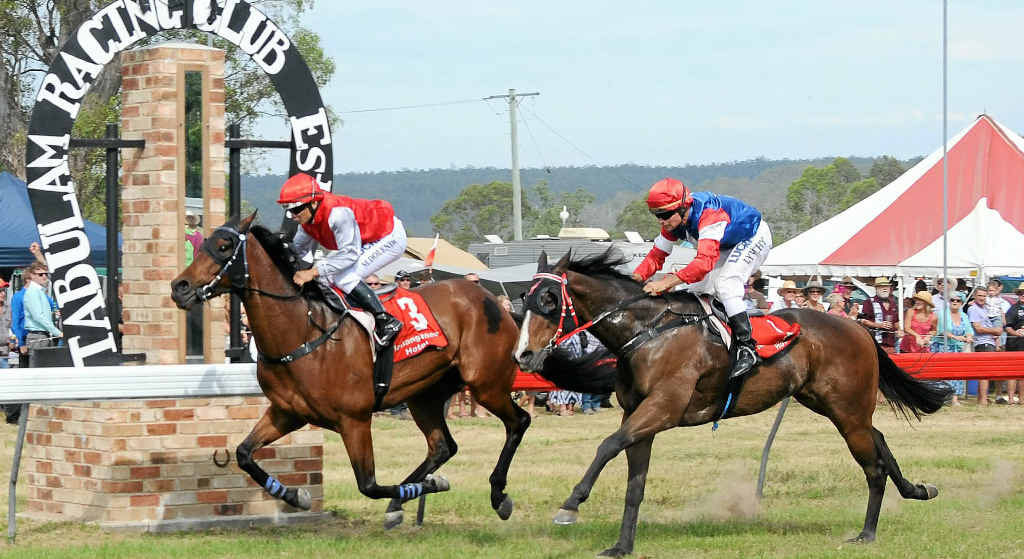 BLACK OUT: Marlon Dolendo guides Black Patch to the line ahead of Cearnach to win the Errol and Mary O’Driscoll Memorial Tabulam Cup on Saturday. Photo: Doug Eaton BLACK OUT: Marlon Dolendo guides Black Patch to the line ahead of Cearnach to win the Errol and Mary O’Driscoll Memorial Tabulam Cup on Saturday. Photo: Doug Eaton