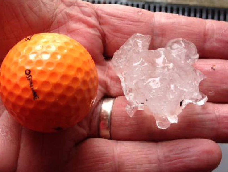 FORE: Residents had to watch out for hail the size of golf balls at Junction Hill on Sunday. FORE: Residents had to watch out for hail the size of golf balls at Junction Hill on Sunday.