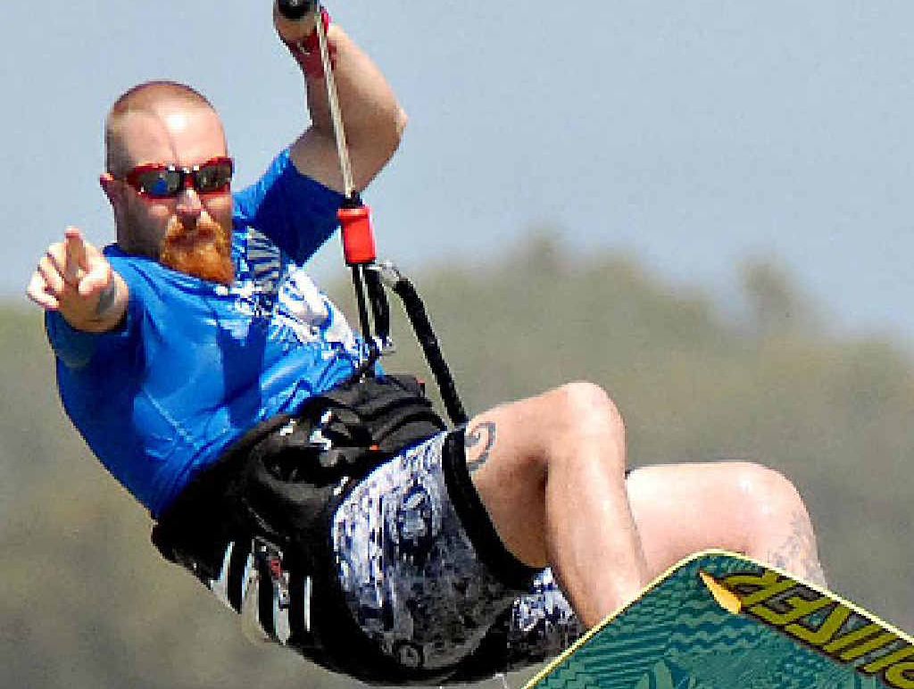 Shane Martin, kite surfing off Town Beach, has been caught up in one of the biggest typhoons to hit the Philippines. Shane Martin, kite surfing off Town Beach, has been caught up in one of the biggest typhoons to hit the Philippines.
