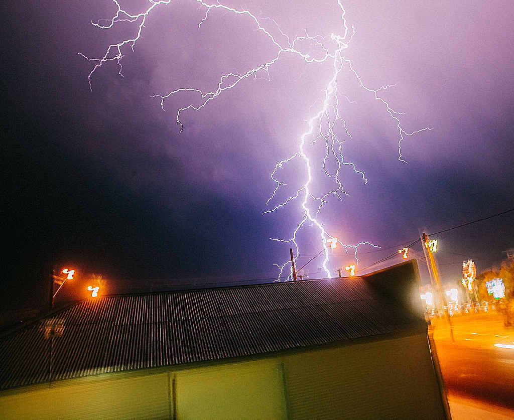 Lightning smashes into Warwick. Lightning smashes into Warwick.