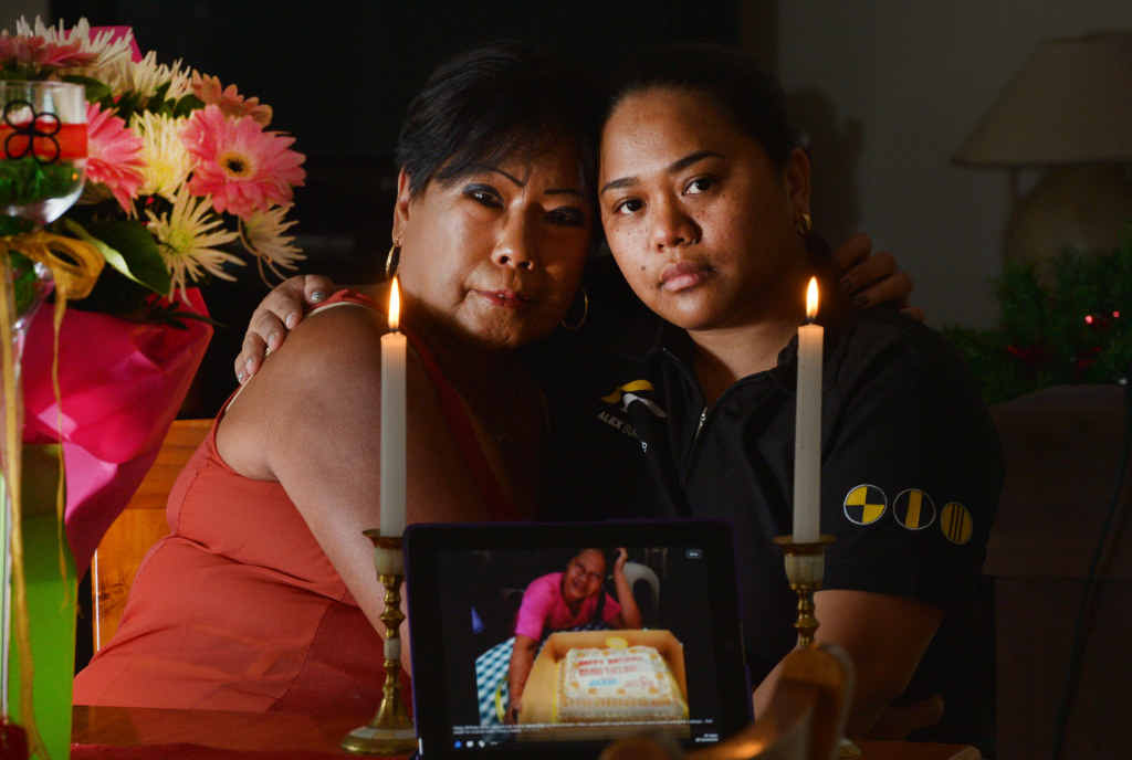 WORRIED: Gie Bernabe and Maria Cecile Bernabe Ambion Sanders are sick with worry that they have not heard from their family in the Philippines. WORRIED: Gie Bernabe and Maria Cecile Bernabe Ambion Sanders are sick with worry that they have not heard from their family in the Philippines.
