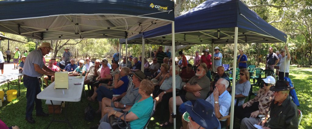 Beekeeper Doug Irvine talks about native stingless bees during his presentation at the Hervey Bay Botanic Gardens. Beekeeper Doug Irvine talks about native stingless bees during his presentation at the Hervey Bay Botanic Gardens.