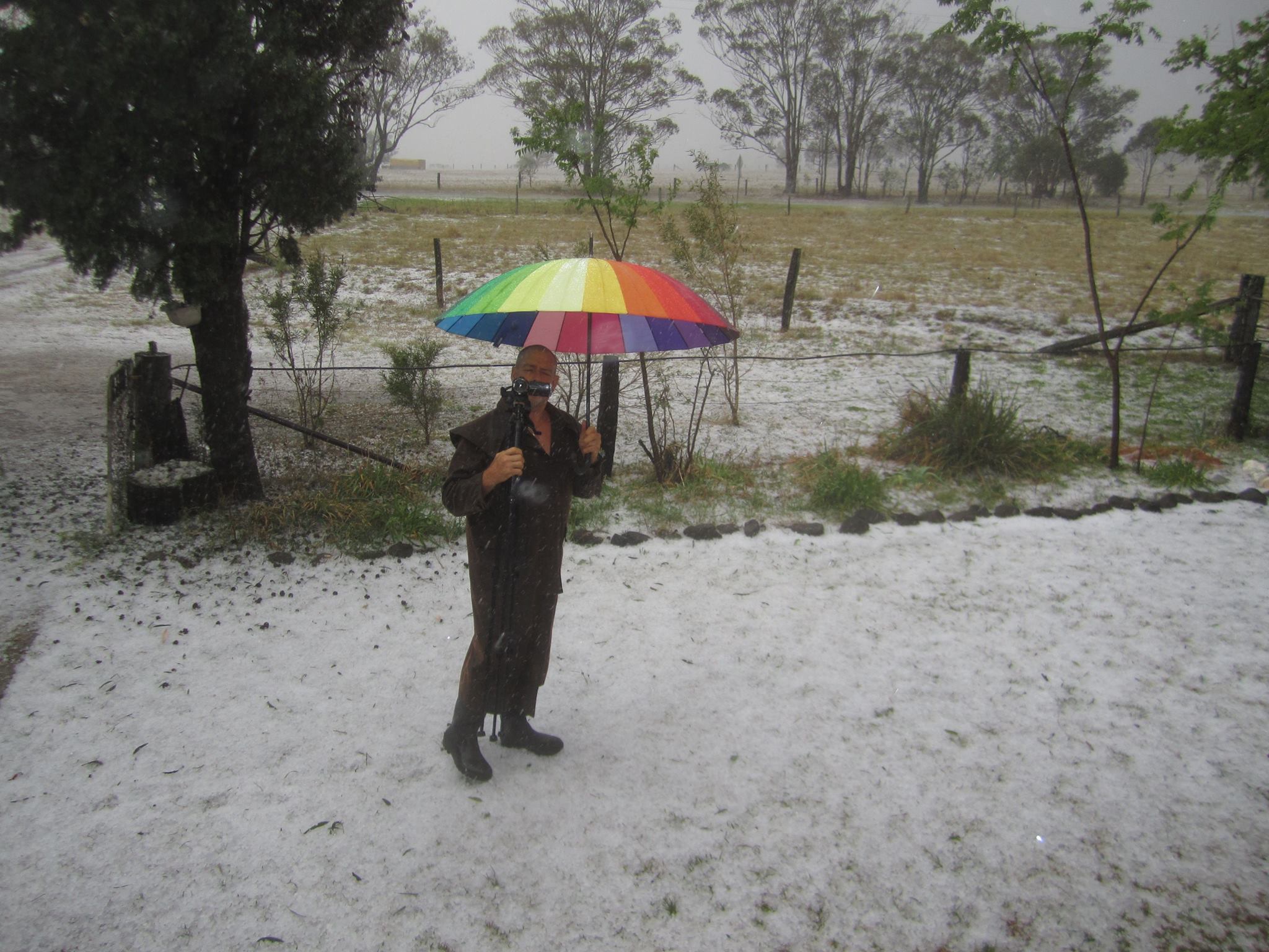 Darryl Hetherington in Ramsay which has just been hit by a severe hail storm. Darryl Hetherington in Ramsay which has just been hit by a severe hail storm.