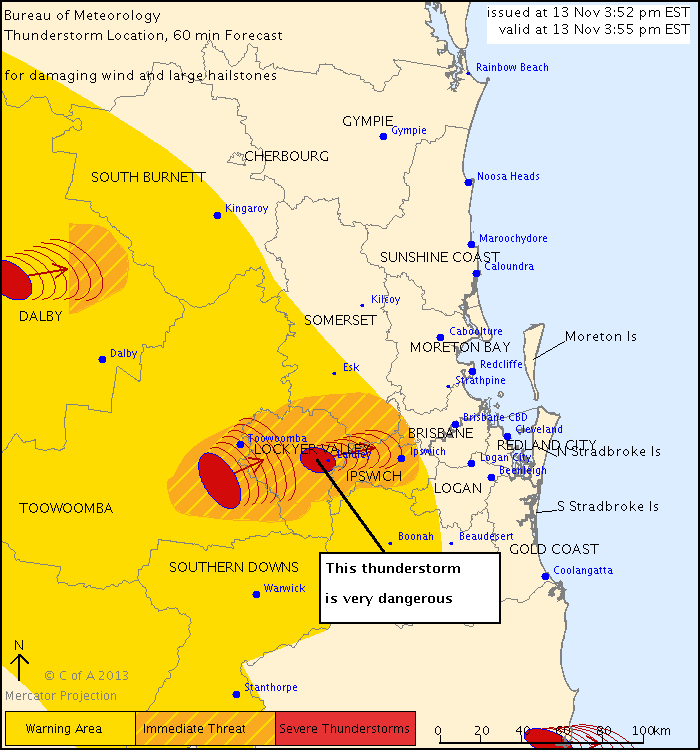 Very dangerous thunderstorms are sweeping across the Toowoomba and Lockyer Valley regions. Very dangerous thunderstorms are sweeping across the Toowoomba and Lockyer Valley regions.