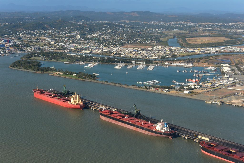An aerial view of the Gladstone Harbour. An aerial view of the Gladstone Harbour.
