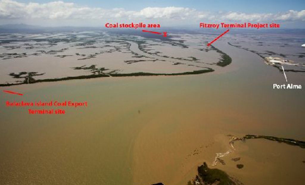 Aerial photo of the proposed Coal Port site taken after floods earlier this year. Aerial photo of the proposed Coal Port site taken after floods earlier this year.