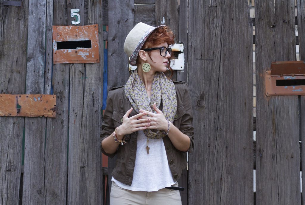 Hipster girl outdoors