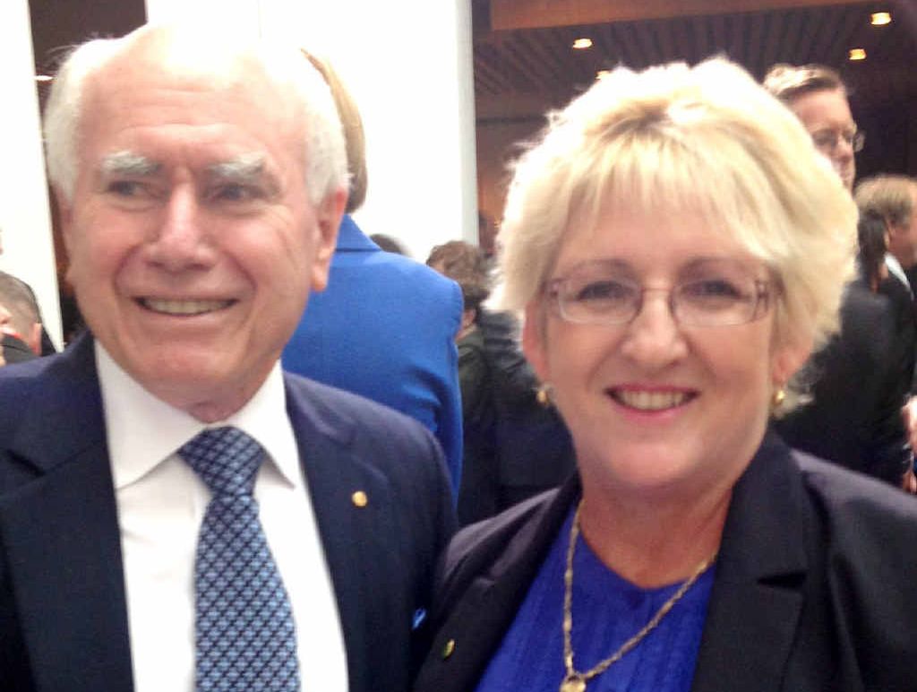 STAR STRUCK: Michelle Landry (right) meets former Prime Minister John Howard during the opening day of Parliament.