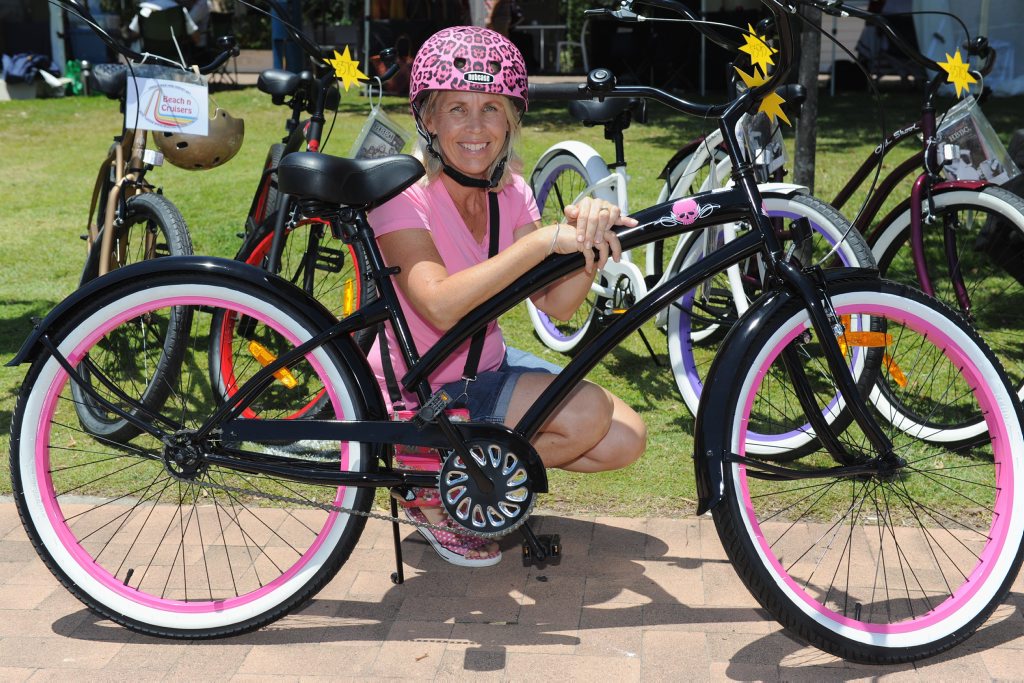 Michelle Lennard from Beach n Cruisers with the new bikes for hire or sale in Hervey Bay. Michelle Lennard from Beach n Cruisers with the new bikes for hire or sale in Hervey Bay.
