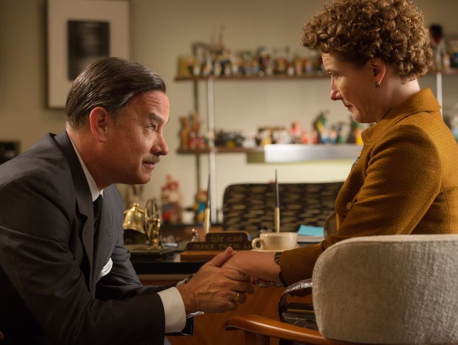 Tom Hanks and Emma Thompson in Disney's Saving Mr Banks. Tom Hanks and Emma Thompson in Disney's Saving Mr Banks.