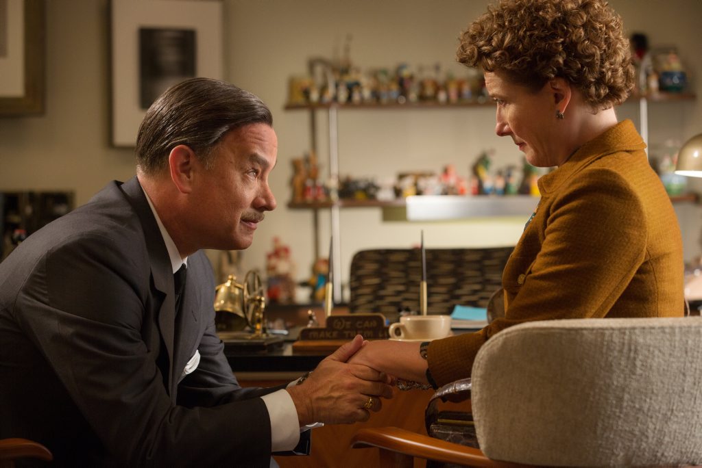 FOR REVIEW AND PREVIEW PURPOSES ONLY. Tom Hanks and Emma Thompson in a scene from the movie Saving Mr Banks. Supplied by Image.net. FOR REVIEW AND PREVIEW PURPOSES ONLY. Tom Hanks and Emma Thompson in a scene from the movie Saving Mr Banks. Supplied by Image.net.