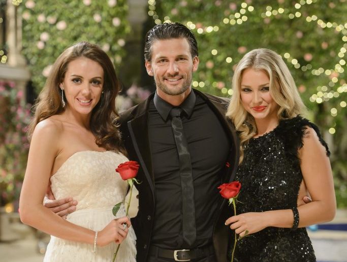 The Bachelor Tim Robards with grand finalists Rochelle, left, and Anna. Supplied by Network Ten. The Bachelor Tim Robards with grand finalists Rochelle, left, and Anna. Supplied by Network Ten.