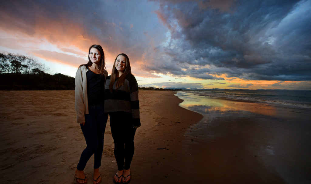 UP TO PARTY: L-R Bec McPherson, 17 of Sydney and Tammy Sessions, 18 of Sydney pictured at sunset on Belongil Beach, Byron Bay. The Schoolies have not let the recent stormy weather ruin their celebrations. UP TO PARTY: L-R Bec McPherson, 17 of Sydney and Tammy Sessions, 18 of Sydney pictured at sunset on Belongil Beach, Byron Bay. The Schoolies have not let the recent stormy weather ruin their celebrations.