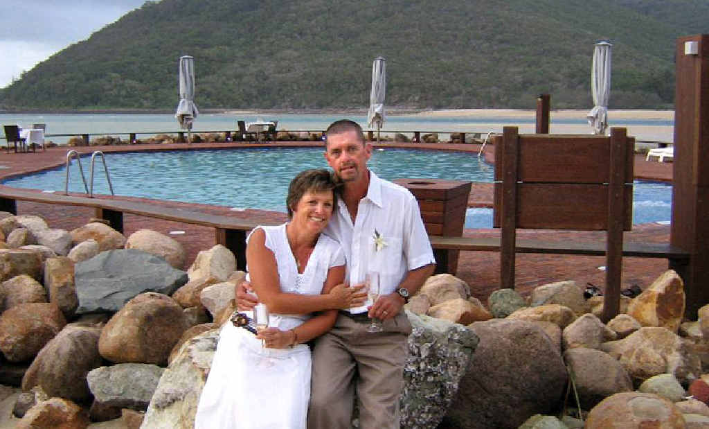 Gai and Michael Mitchelson on their wedding day on Brampton Island in 2006. The couple would love see the island returned to its former glory. Gai and Michael Mitchelson on their wedding day on Brampton Island in 2006. The couple would love see the island returned to its former glory.